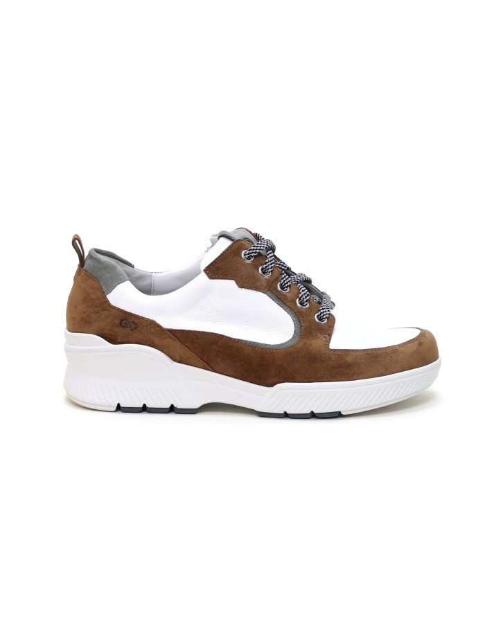 Durea Go - Wijdte E - 6232 - Cognac/wit - Uitneembaar voetbed
