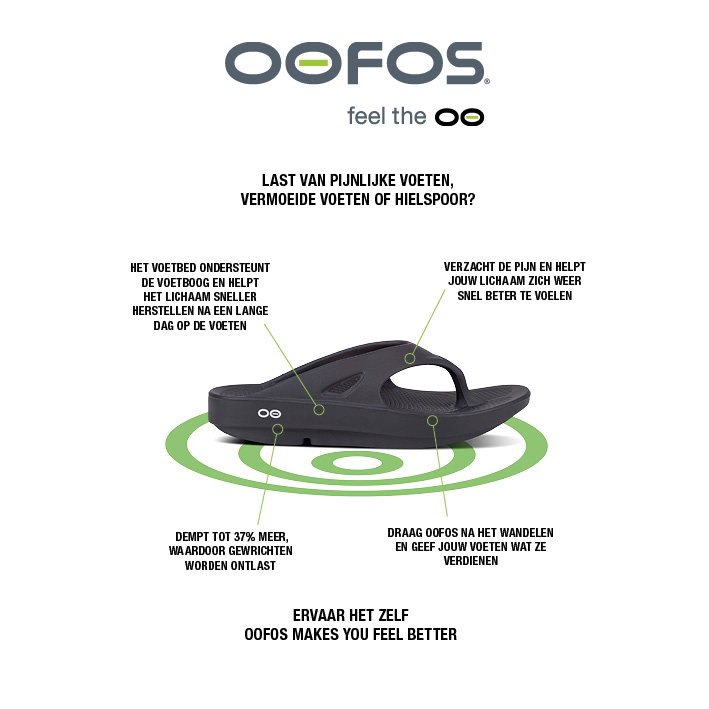 Oofos - 1550 Ooaahh - Sport flex BMatt - Zwart